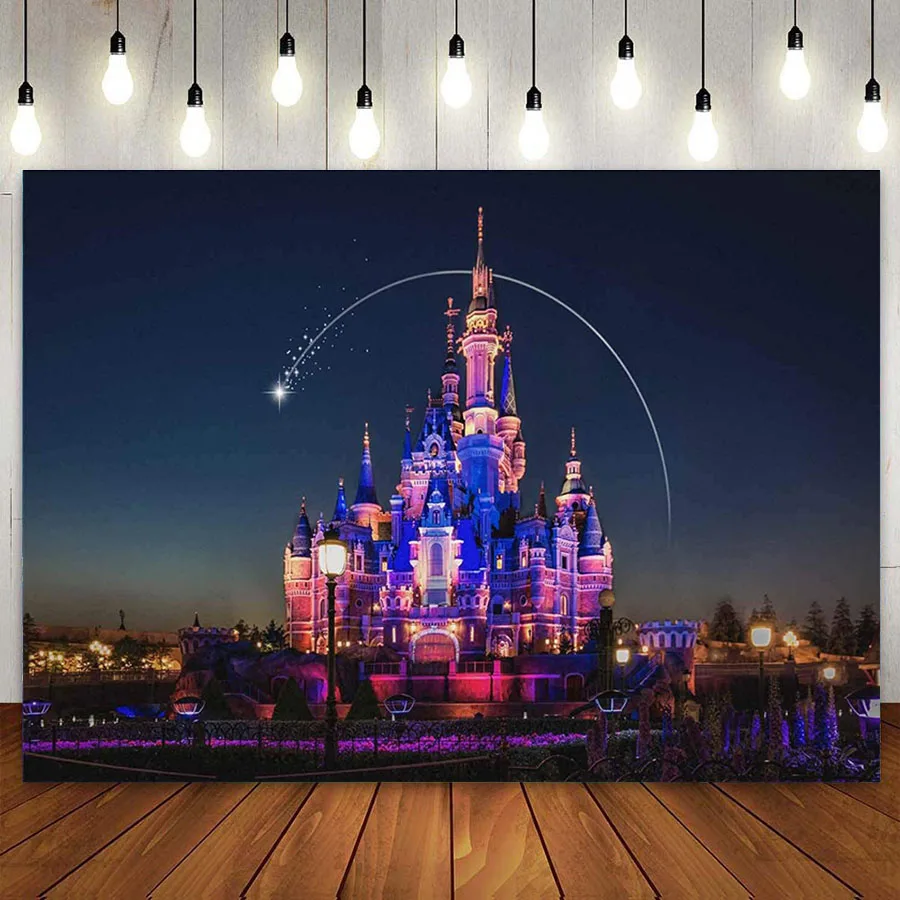 

Castle Backdrop Night Park View Photography Background for Children and Girl BirthdayTable Party Wall Poster Banner Photo Vinyl