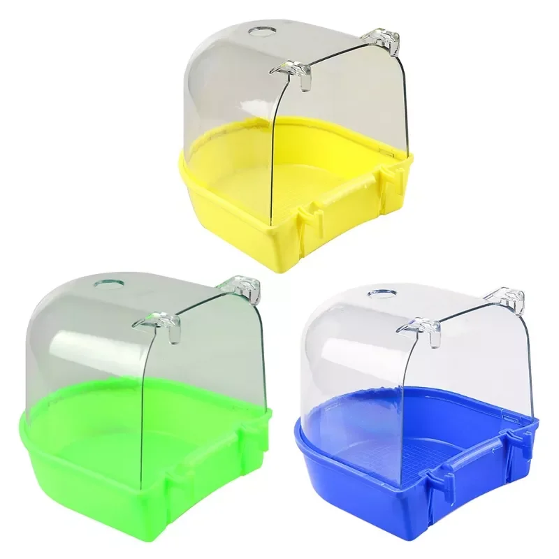 

Bath Tub for Cage Parrot Anti-Slip Birdbath Shower Accessories Hanging Bird Cage Bathing Box for Small Birds