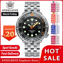 New Tuna Can Classic Watch For Men STEELDIVE SD1975C Super Luminous Ceramic Bezel 300M Waterproof NH35 Movement Dive Wristwatch