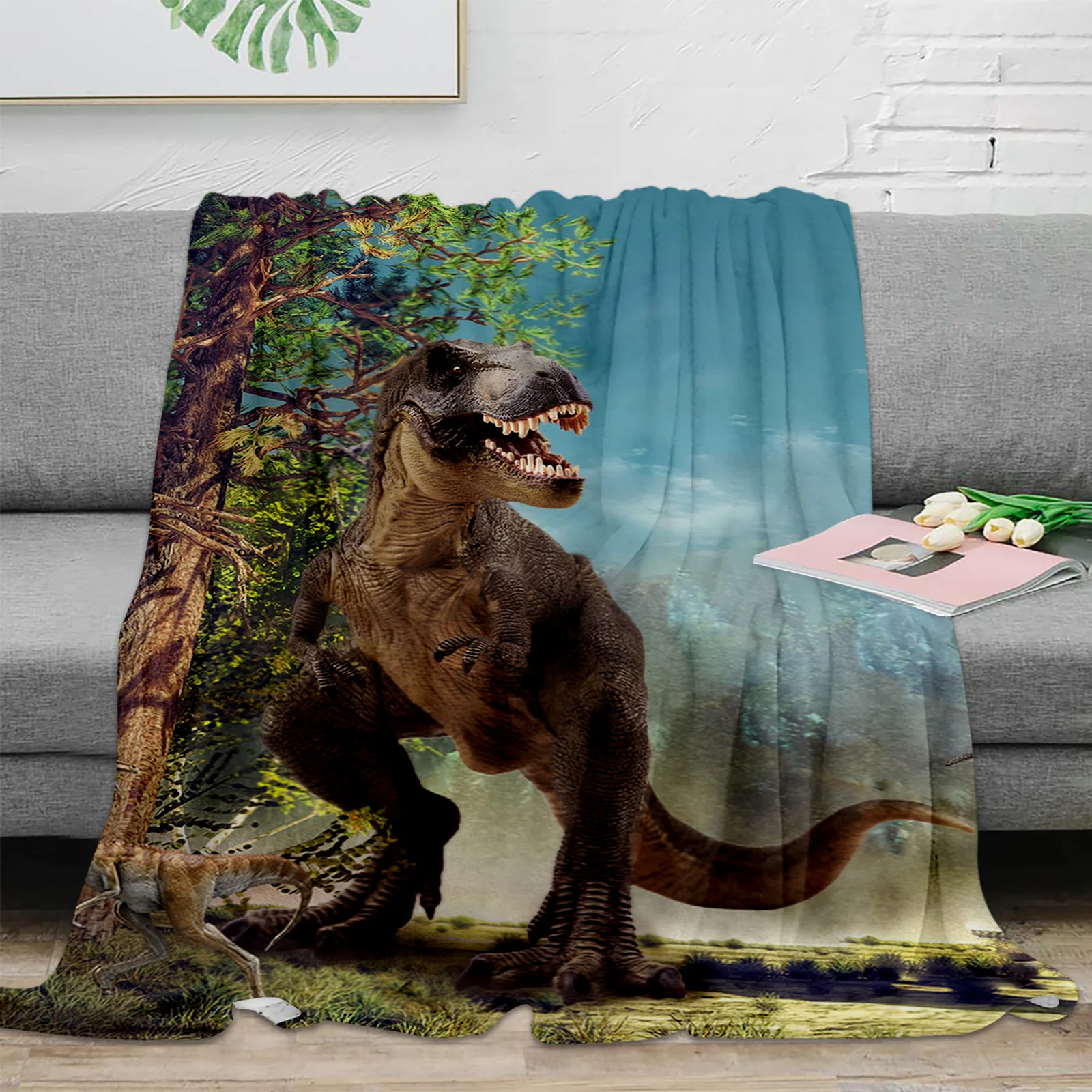 

3D Динозавр из Юрского периода, плед с изображением Девы леса, теплое плюшевое одеяло, портативное одеяло для путешествий, кемпинга, пикника