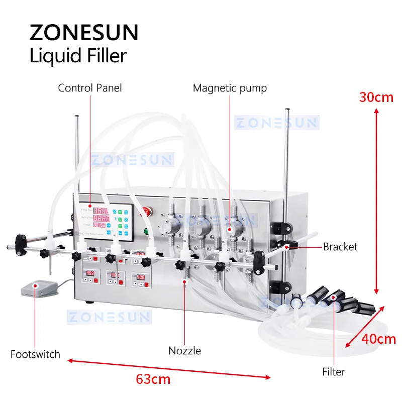 Полуавтоматическая машина для розлива жидкости ZONESUN, магнитный привод, Фотооборудование для упаковки (art.: 3920c2d9ffbf2) - 3920c2d9ffbf2