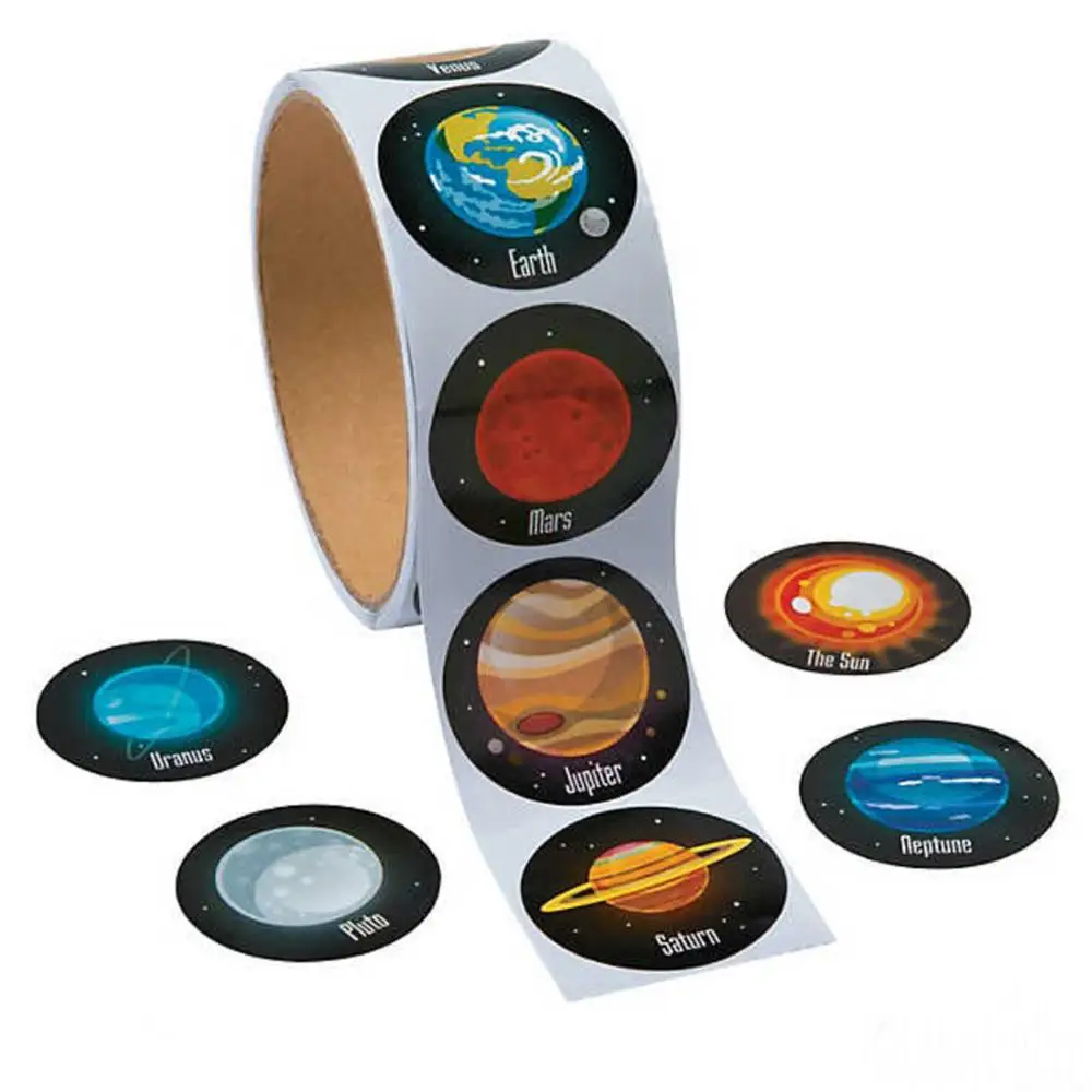 

100PCS Round-shape Outer Space Theme Party Stickers Favors Supplies for Kids Children Birthday Festival Celebration