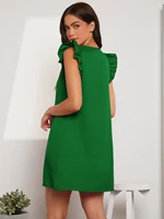 y2kv neck loose ruffled short sleeved stitching tight dress 2022 womens fashion street casual wear