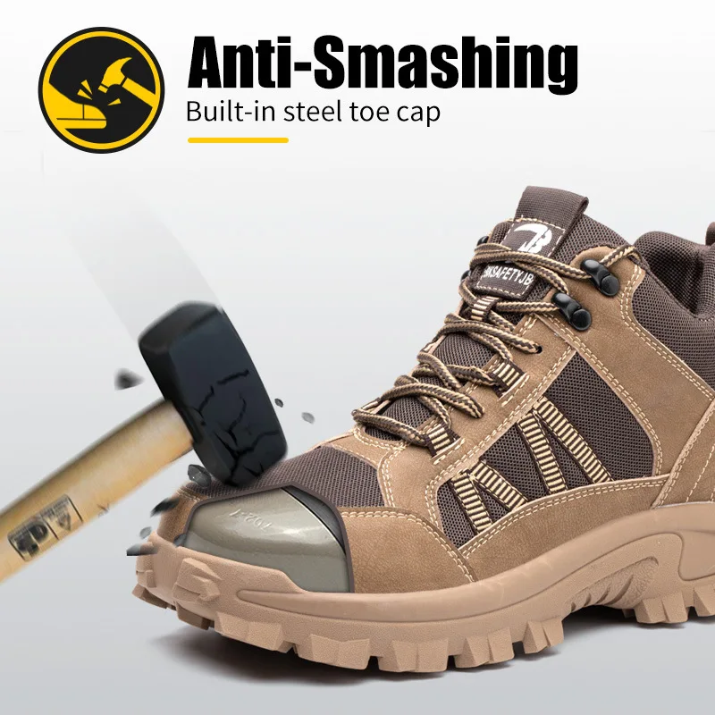 

Men's Work Safety Shoes Boots Breathable Construction Protective Footwear Steel Toe Anti-smashing Non-slip Sand-proof Shoes