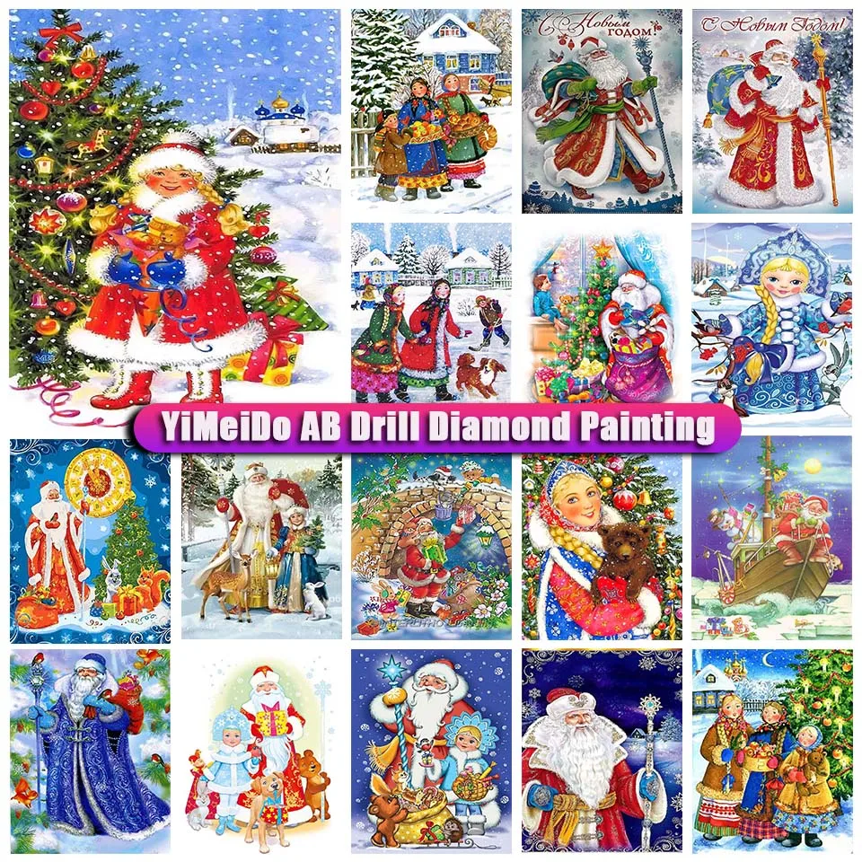 

Алмазная живопись YiMeido AB с Санта-Клаусом, мультяшная Алмазная мозаика «сделай сам», Рождество для детей, вышивка крестиком, Новогодний подар...