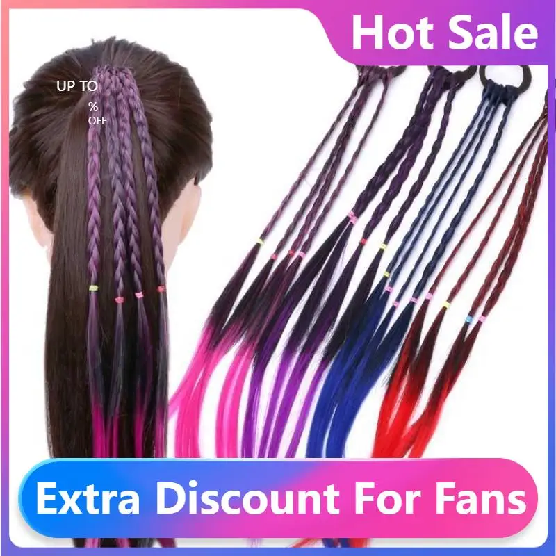 

Модный красочный парик для девочек, украшение для волос, парик, повязка на голову, резинки, повязки для волос, головные уборы, плетеные аксес...