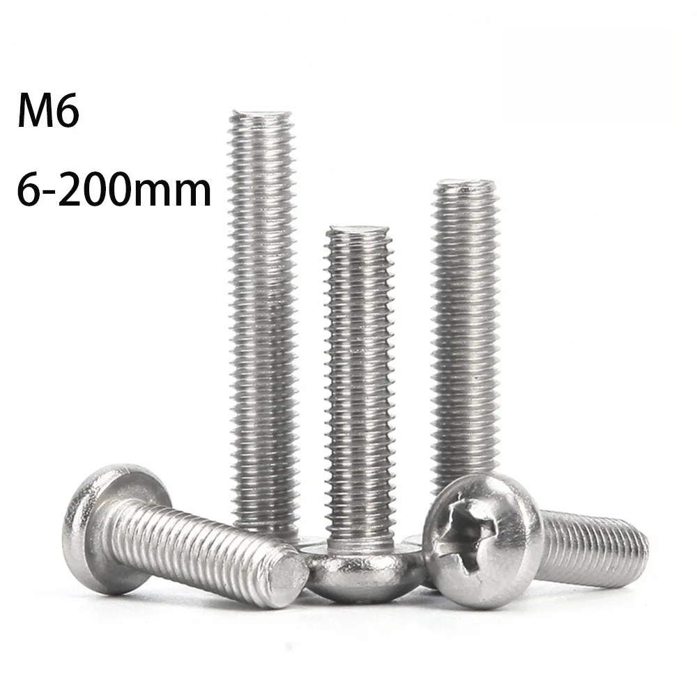 Винты M6 из нержавеющей стали 304 крестообразные с круглой цилиндрической головкой