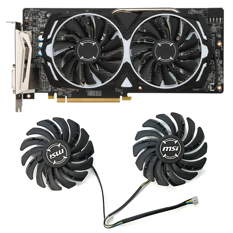 

2 шт. 85 мм PLD09210B12HH 4pin DC 12 В 0.4A RX 580 Gpu теплоотвод для MSI RX 470 480 570 580 Armor Cooler Fan J0PB