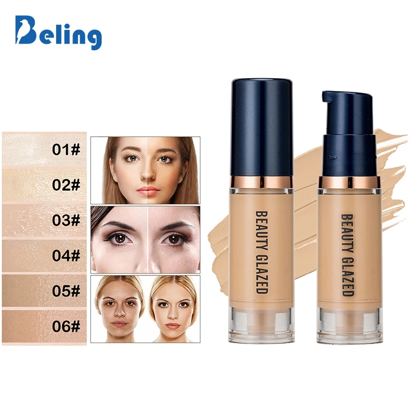 

6 Color Liquid Foundation BB CC Cream Matte Base Primer Moisturizing Concealer Isolation Contour Face Make Up Cosmetics