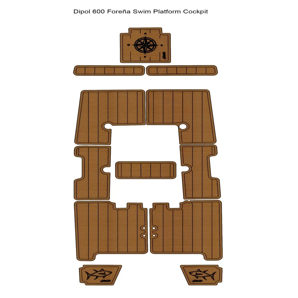 Dipol 600 Forena Swim Platform Кокпит Лодка EVA Искусственная пена Тиковая палуба Напольный
