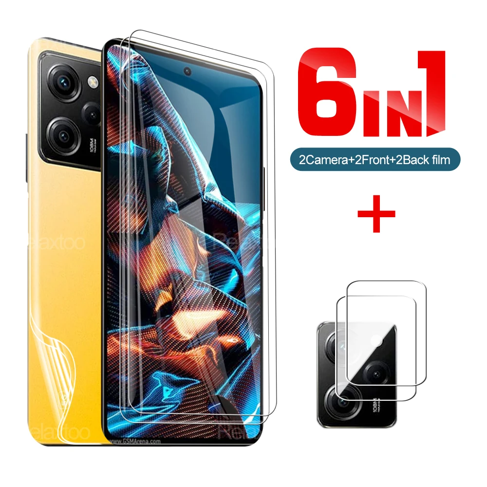 

6 в 1 Xiaomi Poco X5 Pro 5G полное покрытие закаленное стекло для xiao mi poco pocoX5 пленка для объектива камеры гидрогелевые пленки