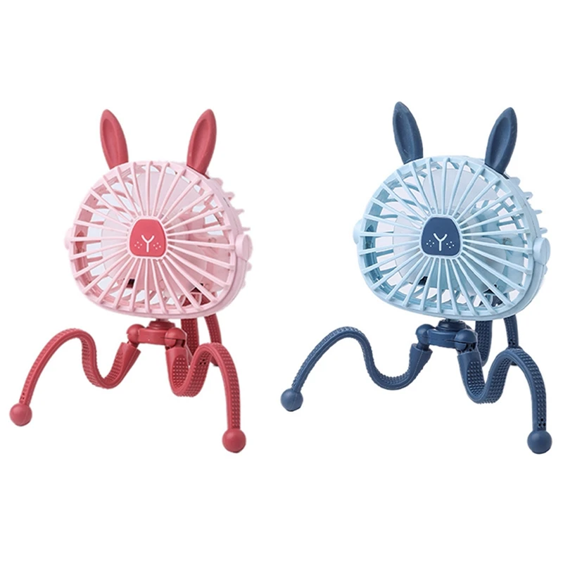 

2PCS Cute Cartoons Octopus Portable USB Fans Handheld Baby Stroller Bracket Silent Fan Mini Stand Fans ( Pink & Blue)