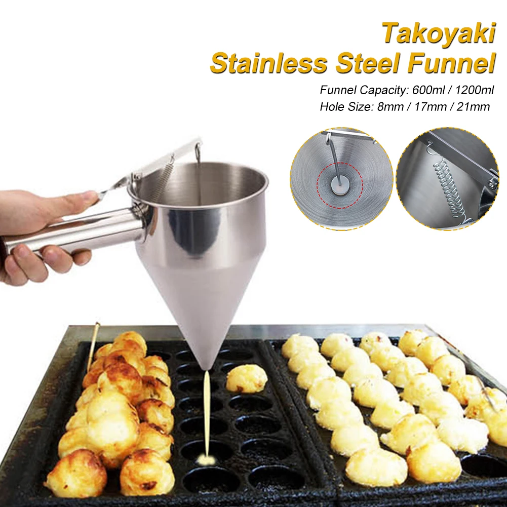 

1PC Batter Funnel Dispenser Baking Tool Octopus Balls Stainless Steel Cone Funnel Kitchen Tool For Baking Cupcakes Pancakes Tool