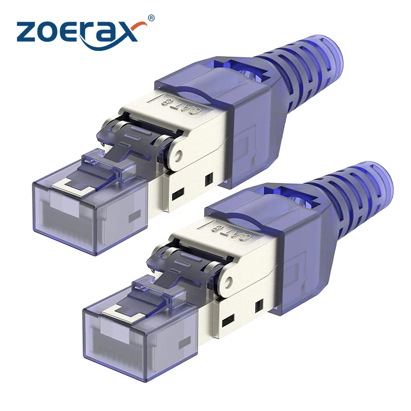 ZoeRax RJ45 CAT8 Cat7 CAT6A Connector Tool-Free, Toolless RJ45 Termination Plug Reusable Shielded for Ethernet Cables 10Gbps POE