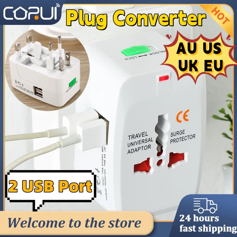 Power Charger Adapter Universal Adaptor Adapter Au Us Uk Eu Converter Adapter 2 Usb Port Ac Power Charger Adapter