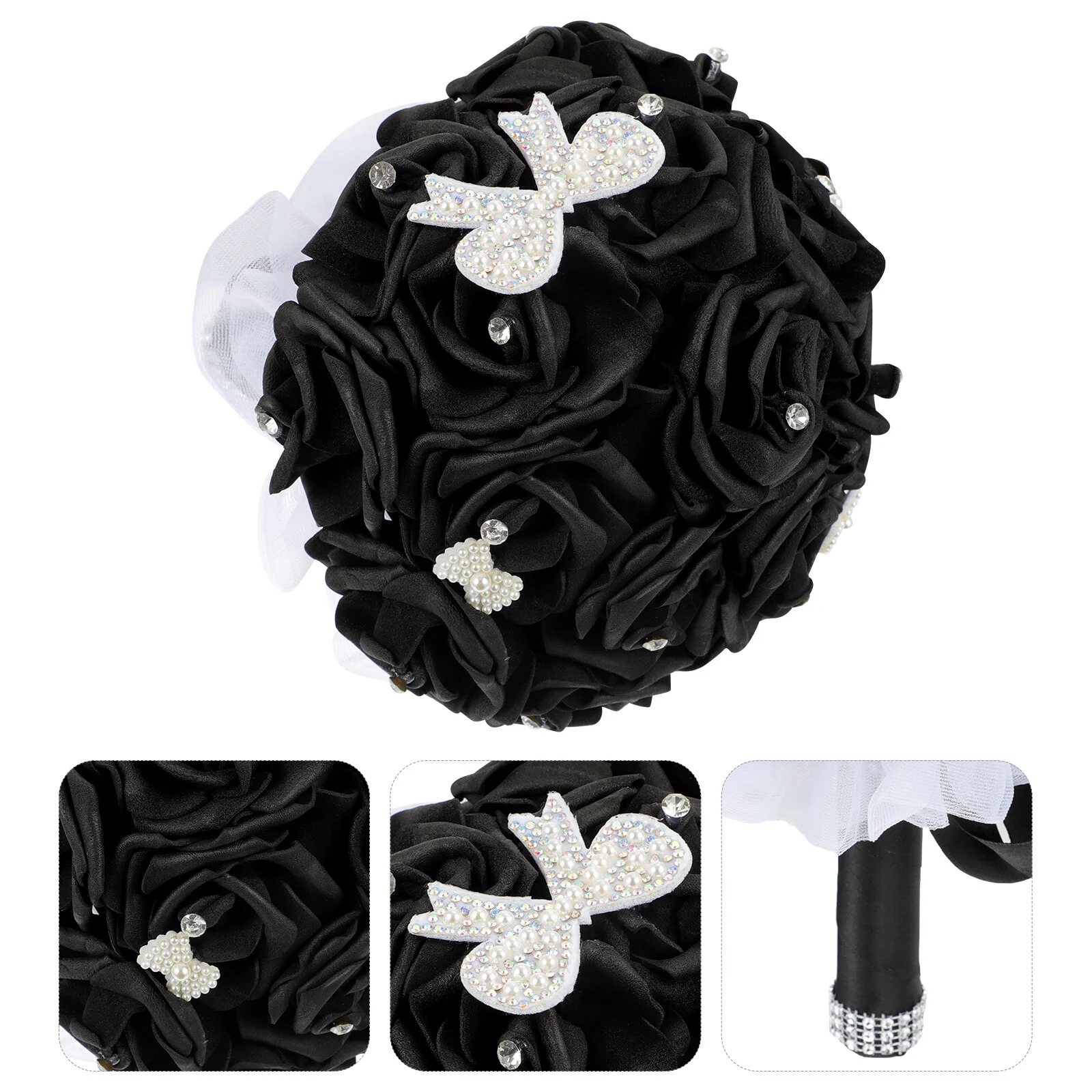 

Holding Flowers Wedding Decor Supply Bridesmaids Bouquets Decorate Bridal Fake Ornament Black