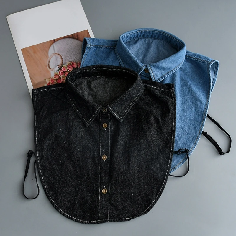 Женская винтажная Потертая джинсовая рубашка с воротником из искусственной