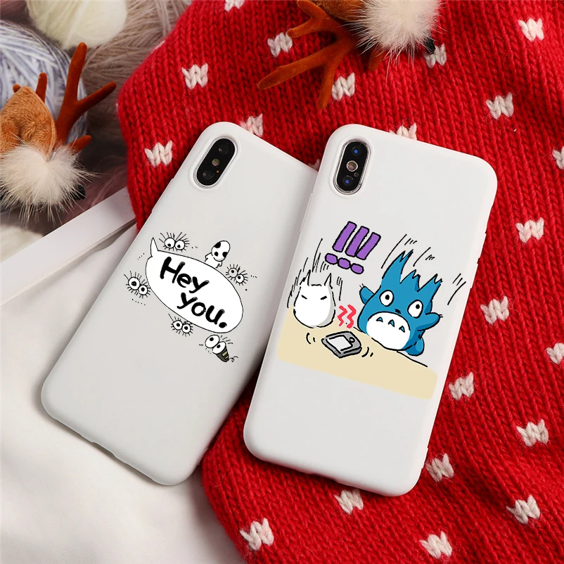Белый силиконовый чехол для Iphone 6 s 7 8 Plus X XR XS 11 12 Mini Pro MAX 13 Симпатичный карикатурный японский аниме Тоторо аксессуары телефонной обложки на.