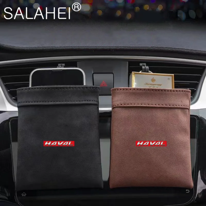 

1 Pc Car Vent Plush Leather Storage Bag For Haval H6 H2 H3 H9 M6 F7 F7X Jolion 2021 Stowing Tidying Auto Interior Accessories