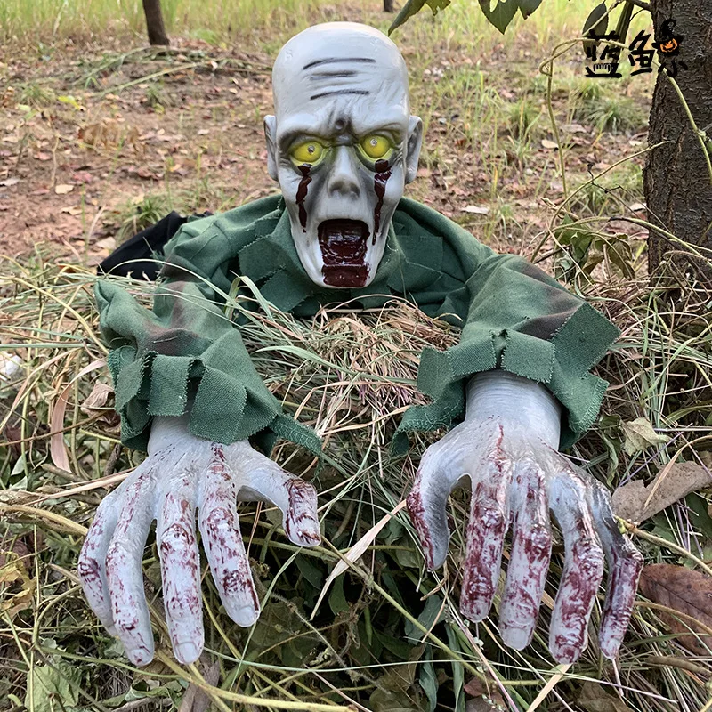 

Halloween Electric Crawling Ghost Glowing Bloody Zombie with Horror Sound Haunted House Prop Halloween Outdoor Yard Decoration