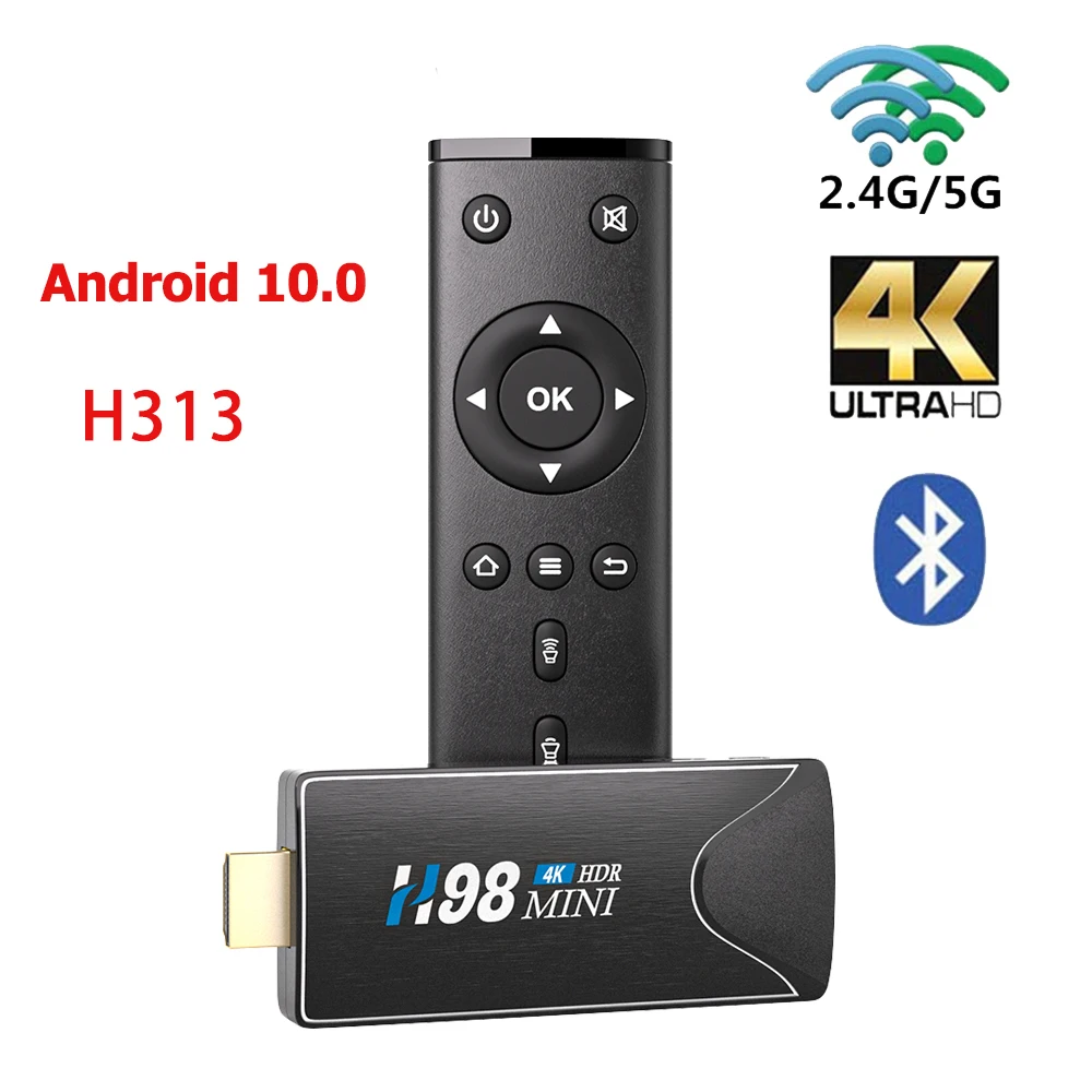 ТВ-Приставка Smart Fire H98MINI Android 10 Allwinner H313 2 4G двойной Wi-Fi BT4.0 ТВ-адаптер 4K 60 кадров в