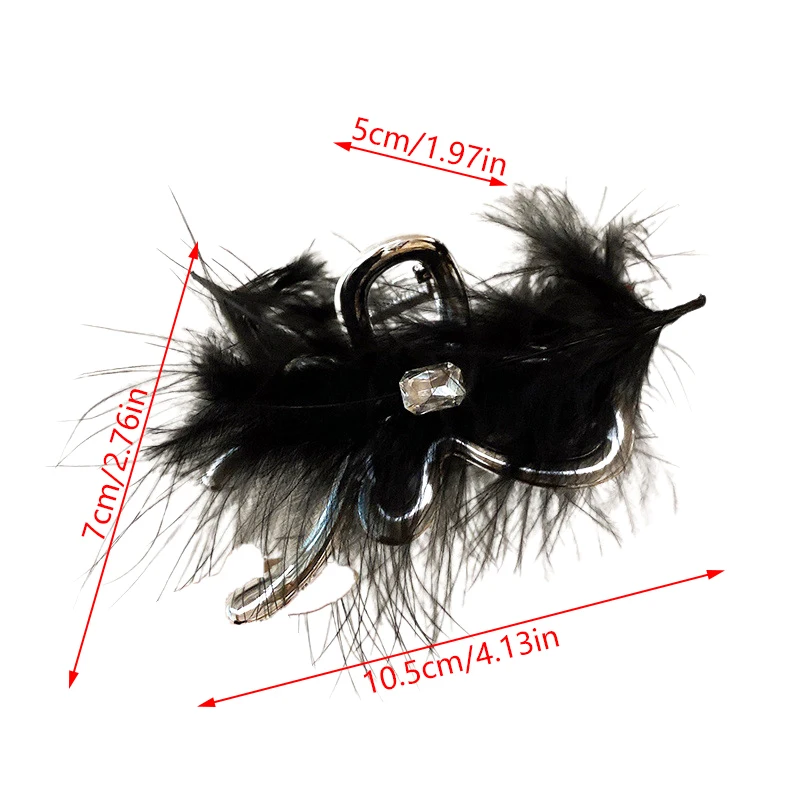 Новая черная заколка для волос со страусиными перьями девочек мягкие когти с