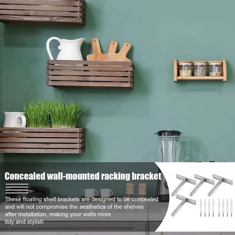 Floating Shelf Brackets Heavy Duty 3 Inch Metal Wall Shelving Holders Supports