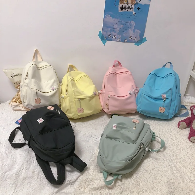 New Waterproof Nylon Women Backpack Female Travel Bag Backpacks Schoolbag for Teenage Girls Solid Color Bookbag Mochila Bookbag