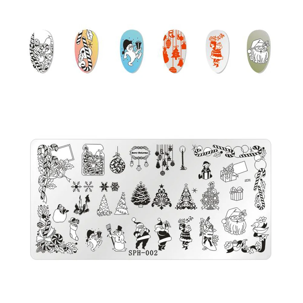 

4pcs Christmas Nail Stamping Plate Nails Stamping Plate Scraper Stamper Set Nail Templates DIY Nail