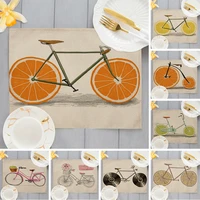 orange bike kitchen placemat lemon fruit cotton linen dining table mat 32x42cm coffee mat bowl cup coaster pad home decor