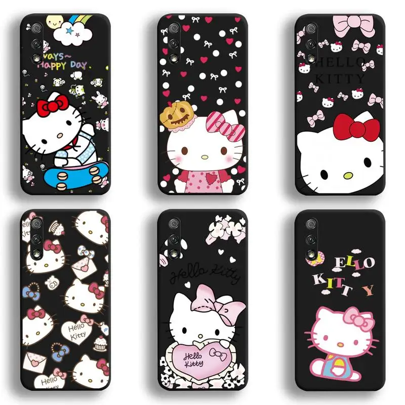 

Cute Cartoon Pink cat Hello Kitty Phone Case For Huawei Honor 30 20 10 9 8 8x 8c v30 Lite view 7A pro