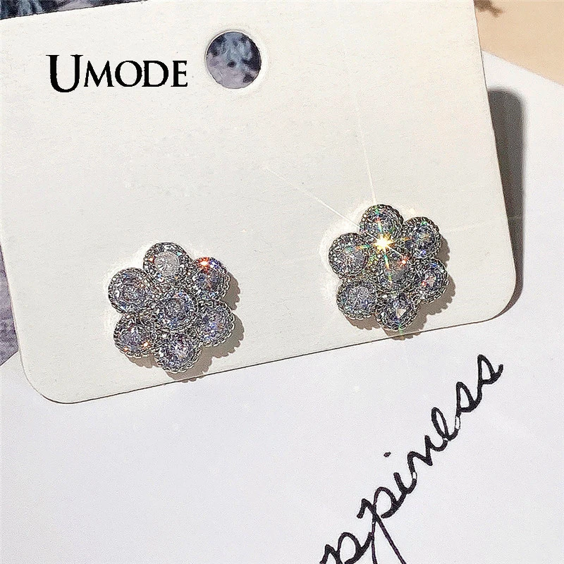 

UMODE NEW Flowers AAA+ Cubic Zirconia Stud Earring for Women Fashion Jewelry Blossom Boucle D'oreille Femme Wedding Gifts UE0836