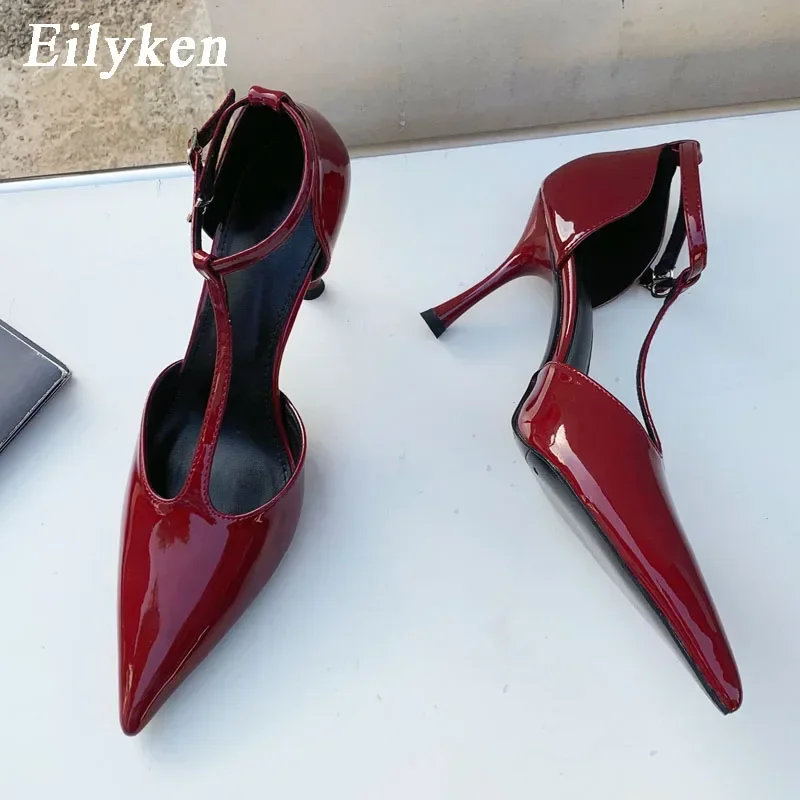 Фото Eilyken/весенние туфли-лодочки с пряжкой и ремешком, женские элегантные сандалии с острым носком, свадебные сандалии для выпускного вечера, обувь Zapatilla De Muje №1