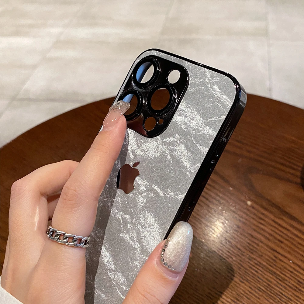 Кожаный чехол с матовой лазерной текстурой мрамора для iPhone 16 Pro Max 15 14 13 12 11 защита