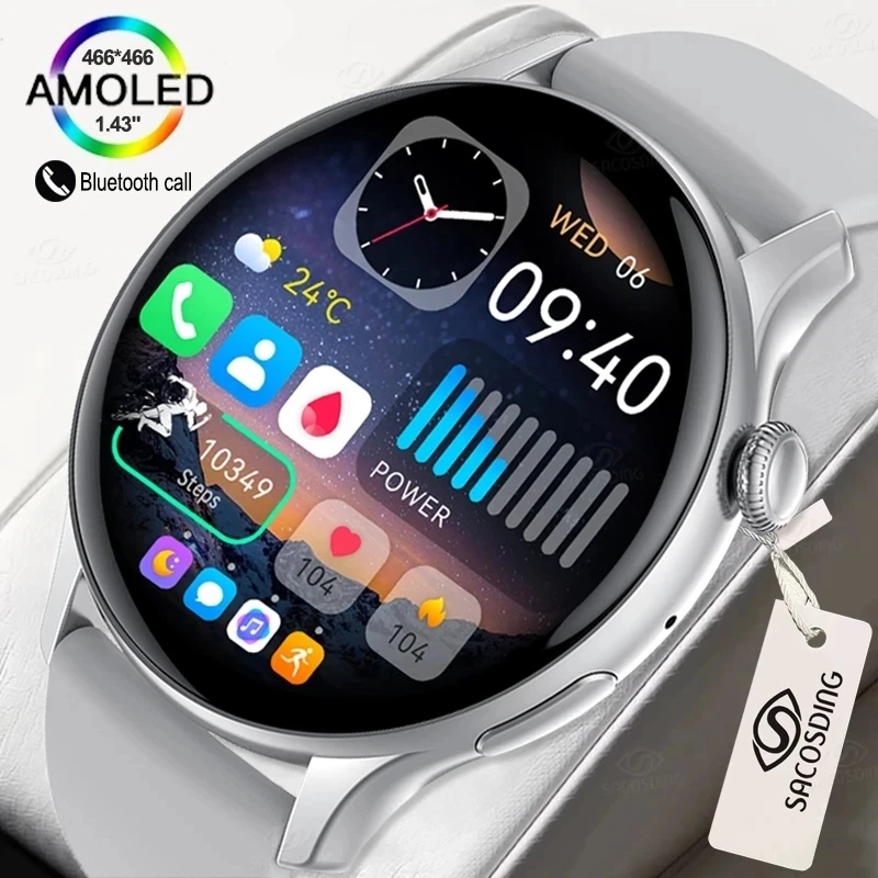 

2023ING Bluetooth Call New Smartwatch Men 466*466 AMOLED 1.43" HD Screen Always Display Time IP68 Waterproof Sport Smart Watch