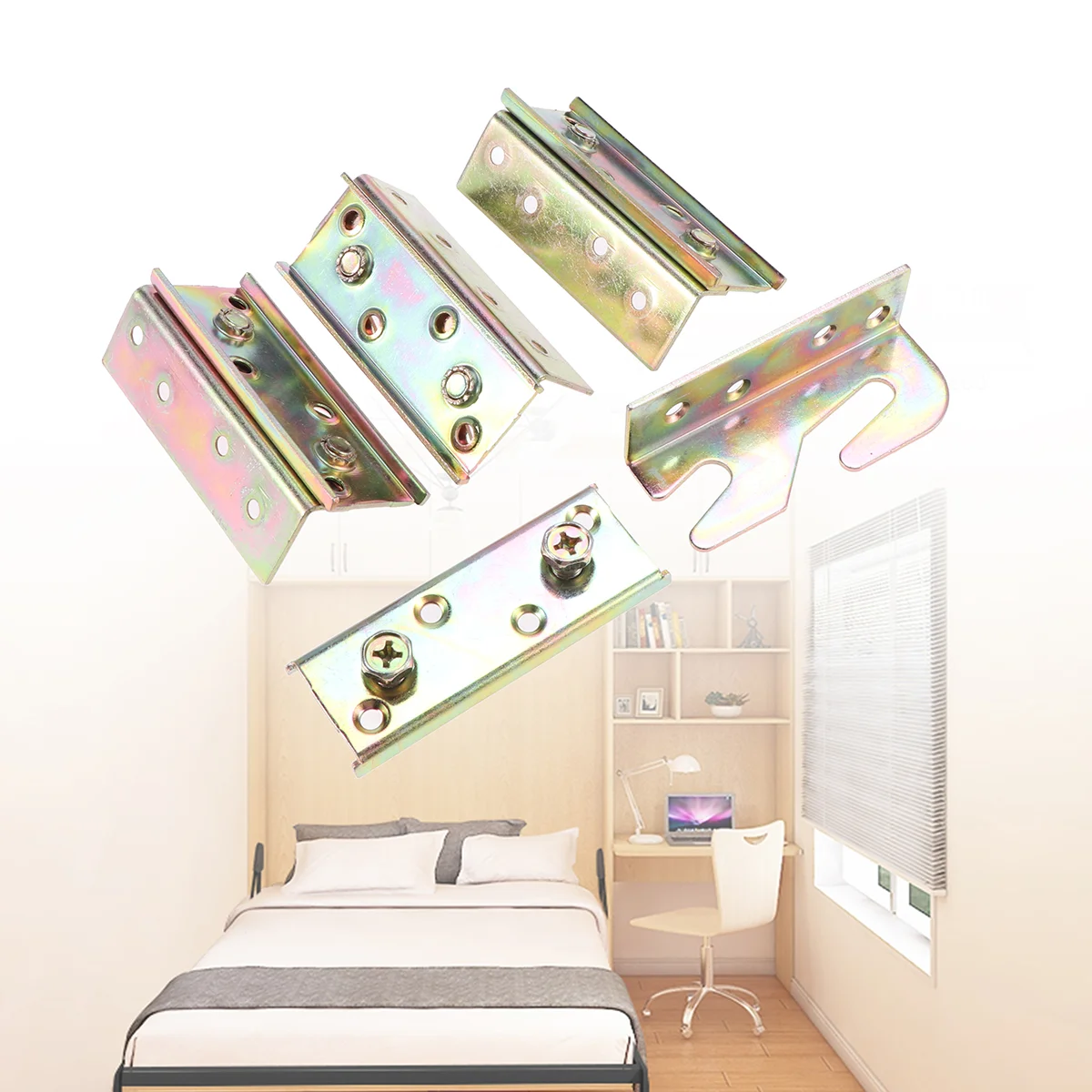 

4 Pcs Daybed Frame Bed Rail Fasteners Big Bed Rust Proof Frame Bracket Bed Frame Connector Bracket Bed Hinge Rail Bracket