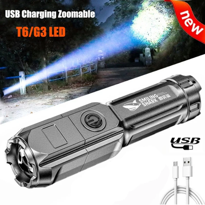 

Портативный светодиодный фонарик с Usb, 1 комплект, Ультраяркий фонарь для кемпинга, режим освещения, водонепроницаемый, масштабируемый, с ба...