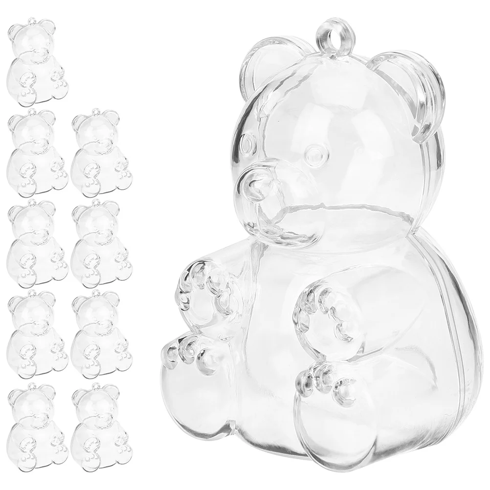 

10 Pcs Transparent Candy Box Bear Shape Containers Adorable Cases Plastic Party Treats Ps Small Bride