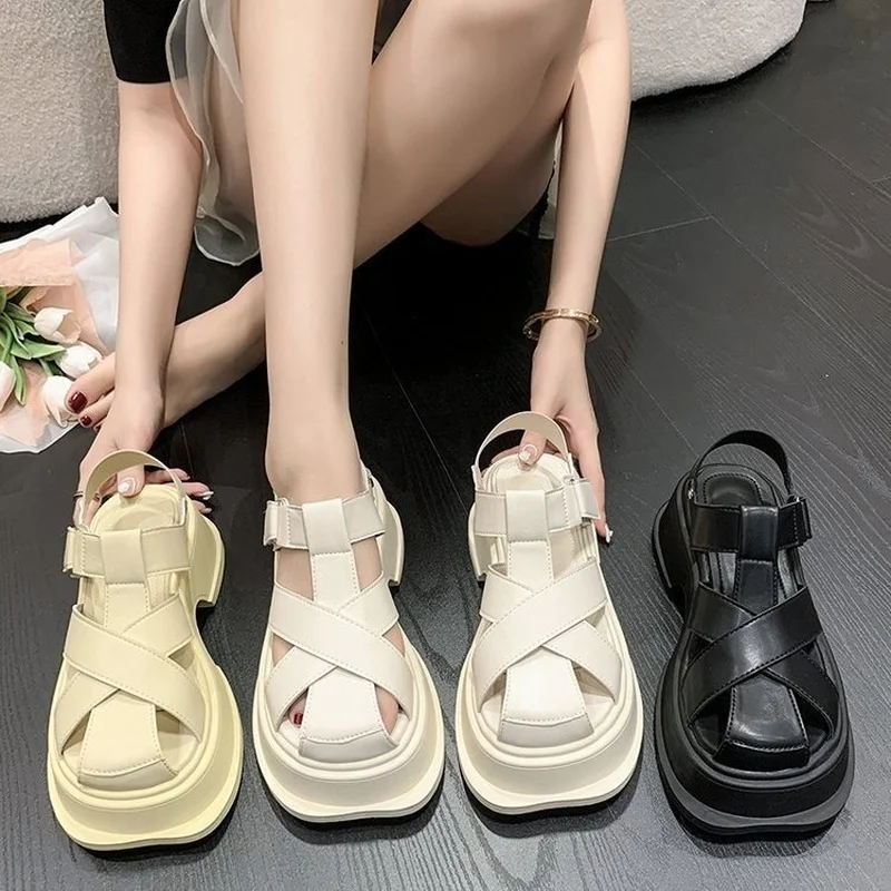 

Сандалии женские на платформе, Повседневная Удобная пляжная обувь, гладиаторы, дизайнерские, для вечеринок, лето 2022