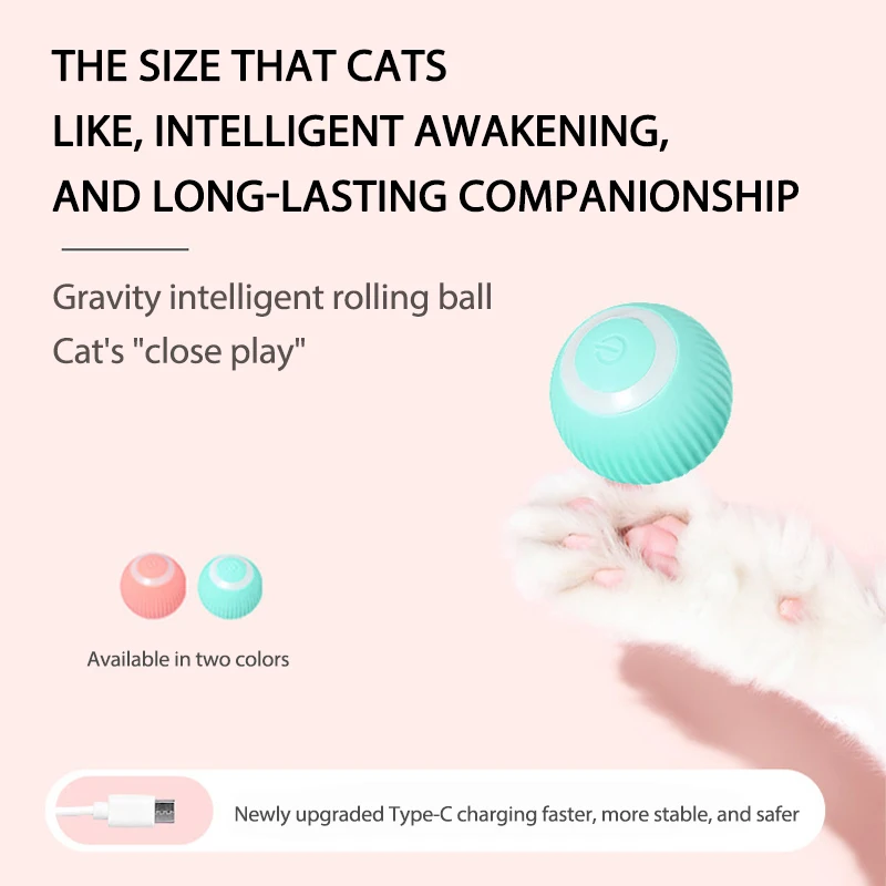 

Cat Automatic Toy Smart Ball Self-moving Kitten Toys Rolling Cat Mint Sound Teeth Grinding USB Cat Toy Relaxation Cat Mint Toy
