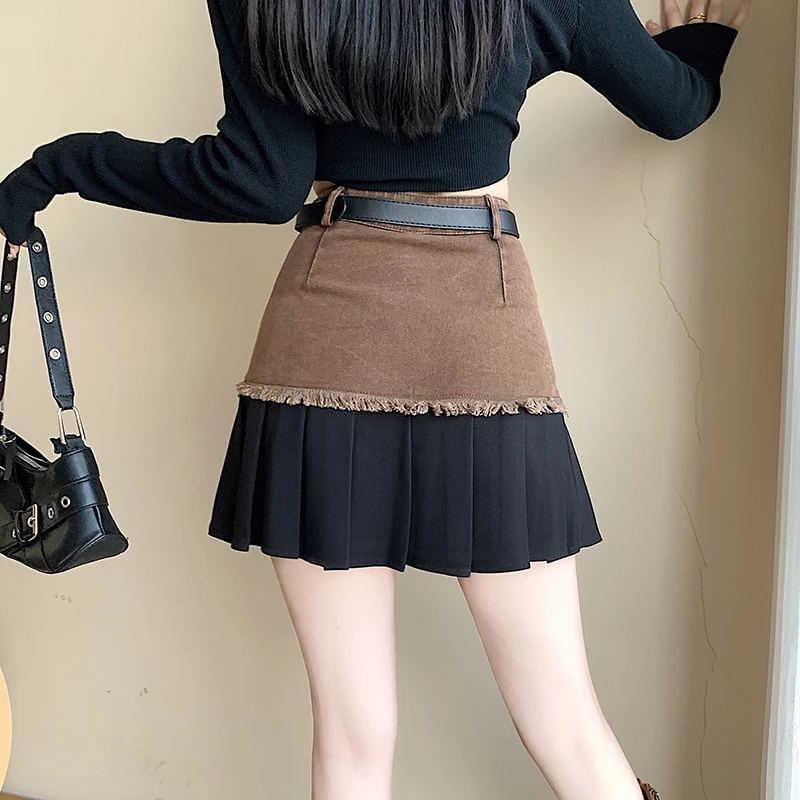 Новинка Осень-зима 2024 Пряная женская джинсовая юбка в стиле пэчворк короткая