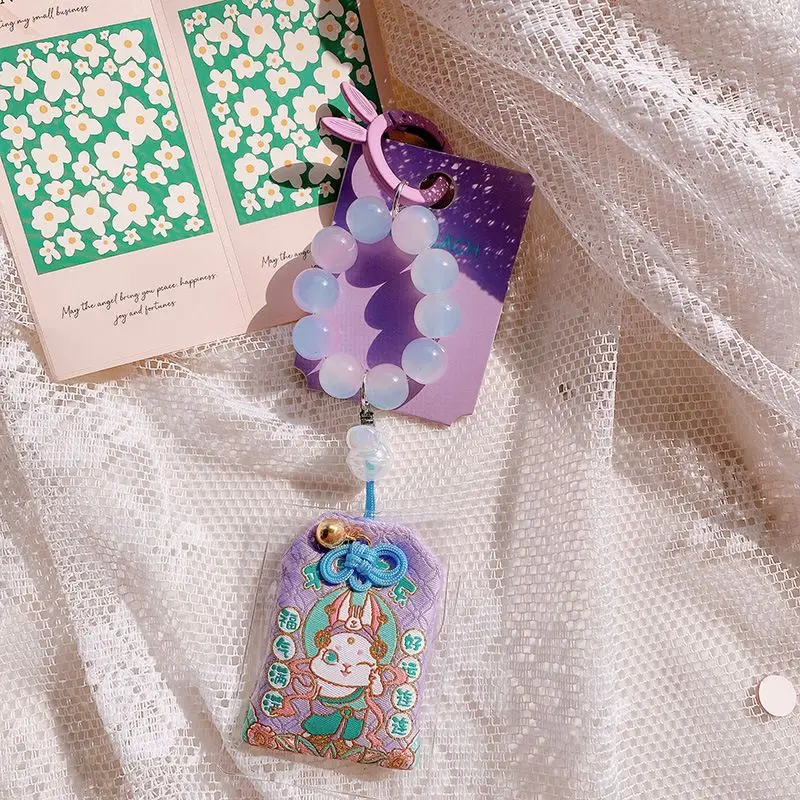 

Good Luck Keychains Cute Beaded Wish Keychains For Safety Kawaii Amulet Car Keys Keyrings Wholesale Creative Couple Keys Chain