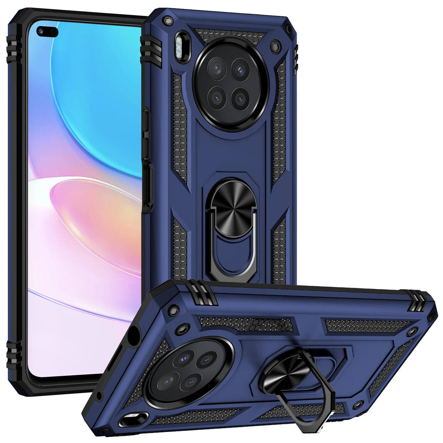 

Shockproof Armor Kickstand Phone Case For Huawei Nova 8i 8 Y9A P30 P40 Lite Pro Nova 5T Mate20 Finger Magnetic Ring Holder Cover