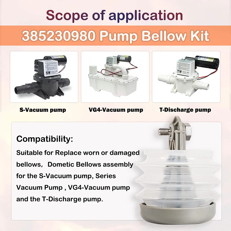385230980 Pump Bellow Kit Fits Domatic/Sealand, J and S Series vacuum pumps and T Series discharge pumps enlarge