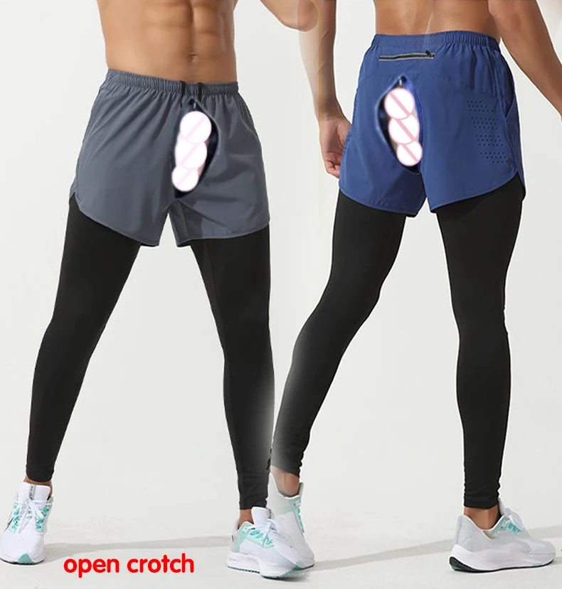Повседневные брюки 2 в 1 шорты с открытой промежностью для бега на открытом