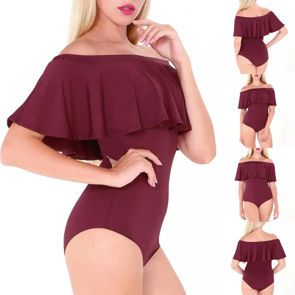 Цельный стильный однотонный бикини с высокой талией женский купальный костюм