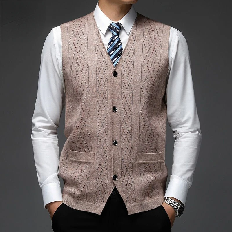 

2022 Anti-pilling Top Grade New Winter and Autumn V Neck Fashion Brand Knitting Cardigan Casual Sweater Vest Sleeveless Z33