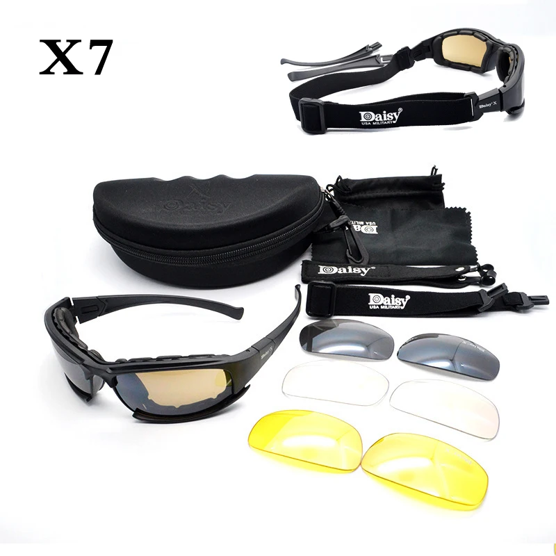 

Set of 4 X7/C5 Polarized Tactical Glasses Airsoft Shooting Goggles Men Women Hunting Hiking Running Sunglasses Fishing Eyewear