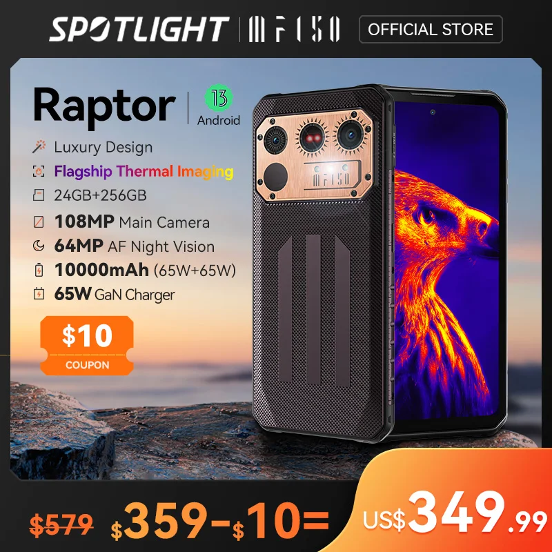 [World Premiere] IIIF150 Raptor Rugged Machine Thermal Imaging 6.8'' 120Hz 10000mAh 12GB+256GB 108MP UltraThin Rugged Celular