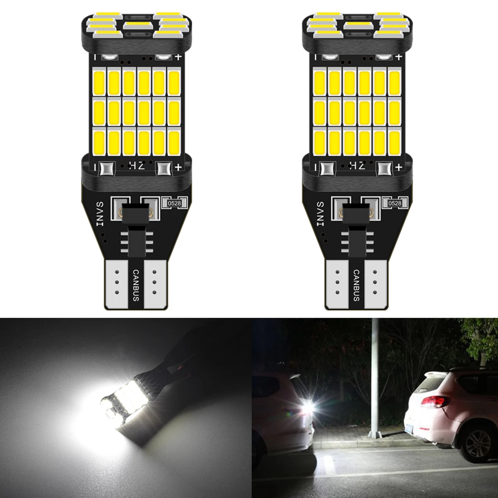 

2Pcs DC 12V Canbus 4014 45SMD LED Bulb Car T15/1157/1156/T20 Turn Signal Highlight Tail Light Backup Reverse Lights 6000K
